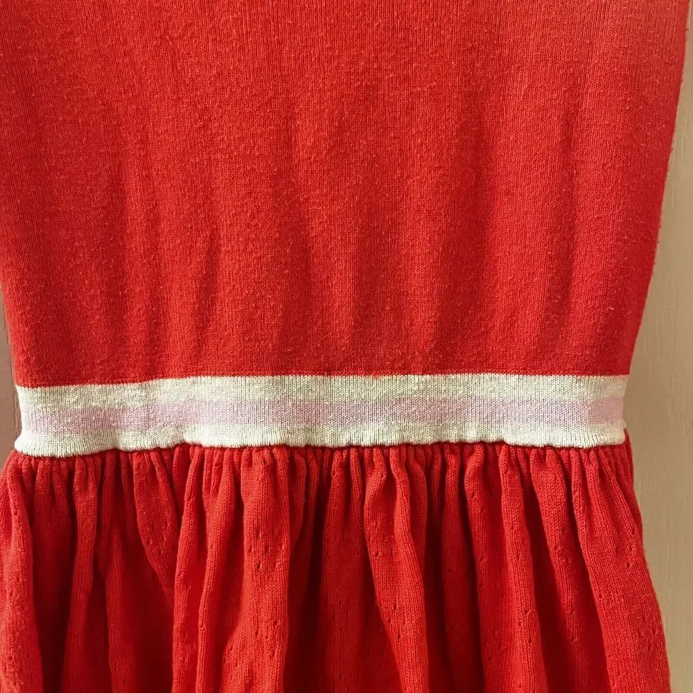 Mini Boden Long Sleeve Sweater Dress Striped Ruffle Neck Cuffs Girls Size 7-8